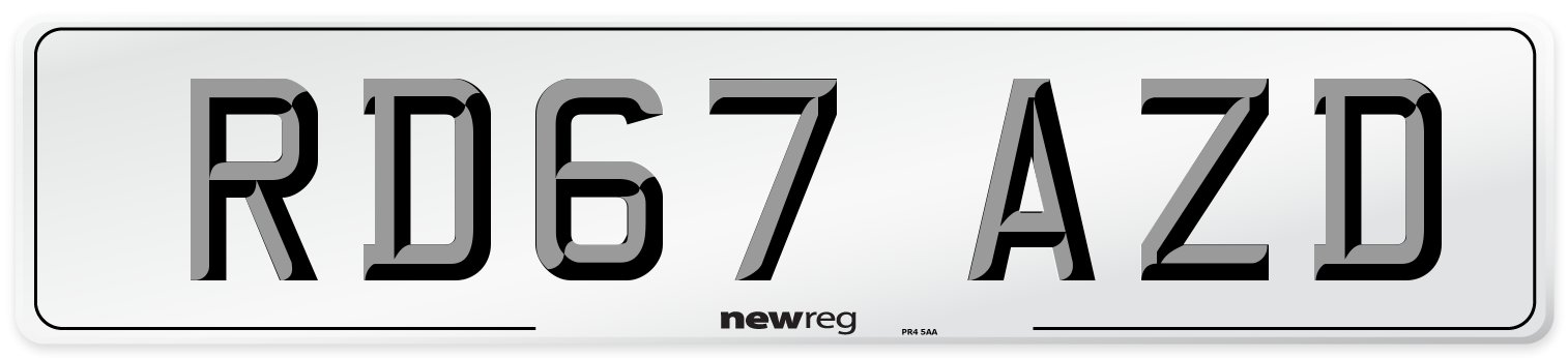 RD67 AZD Number Plate from New Reg